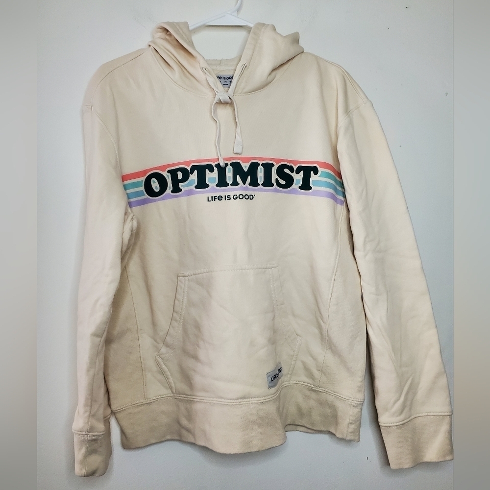Women's Life Is Good Optimist Hoodie Size Medium